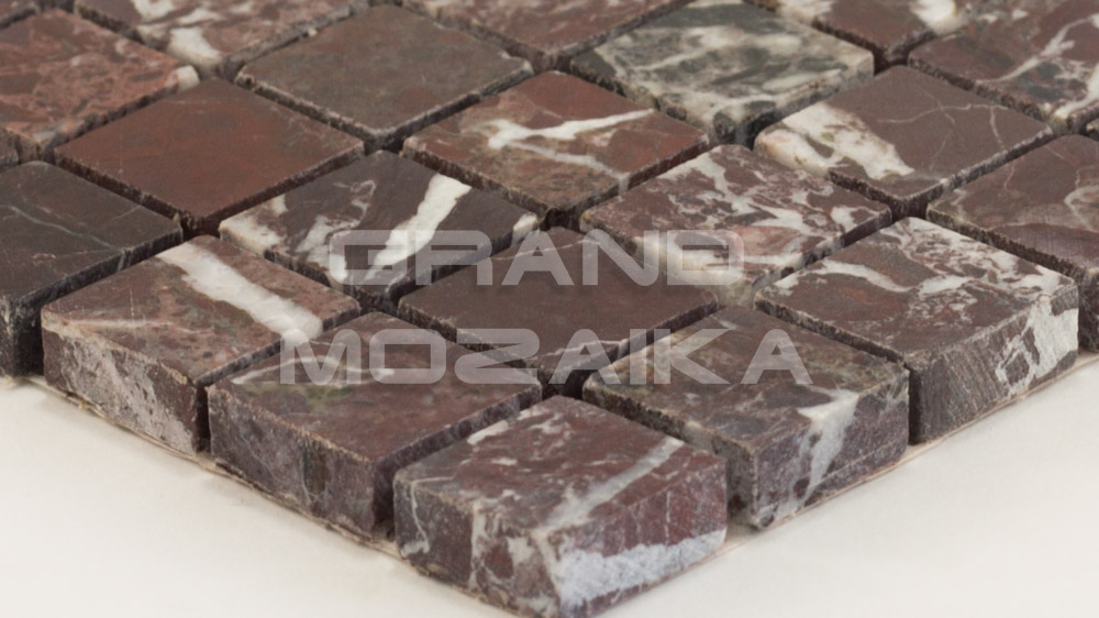 Мозаика АМ-49П (Rosso Levante) 20х20 серия Marble