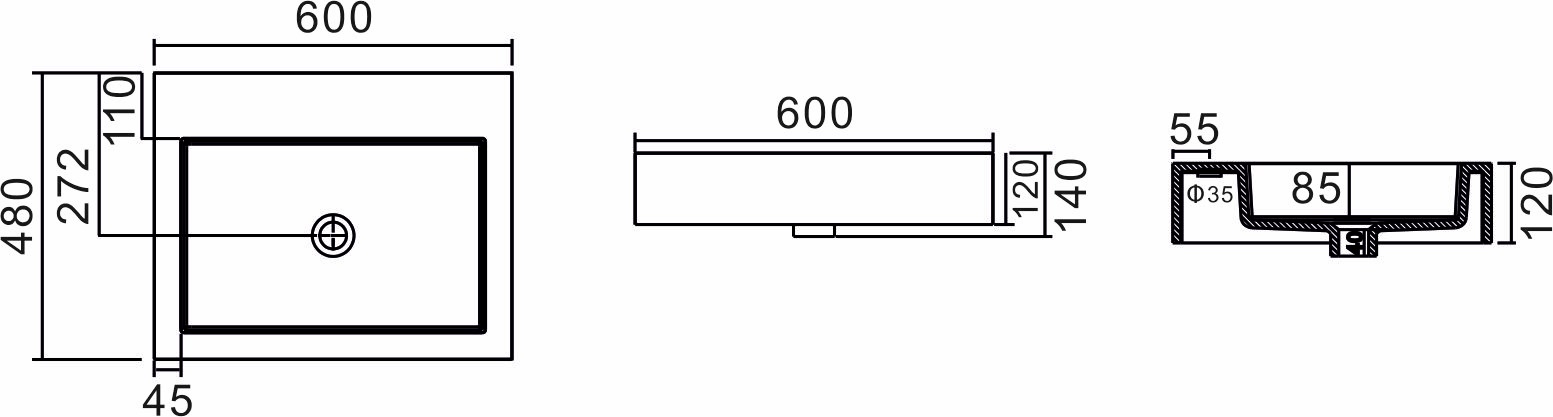 Раковина NSS-6048G серия NS Bath