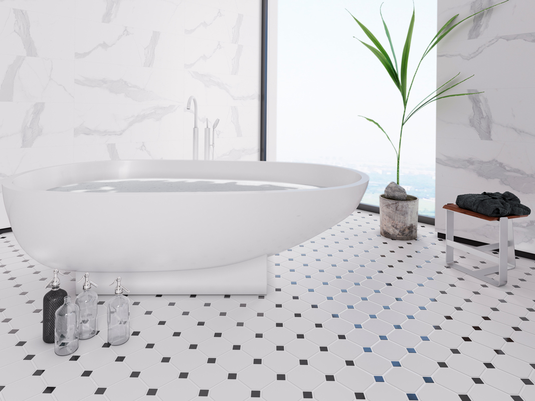 Мозаика Octagon big White/Black Matt (CLA006) серия Homework