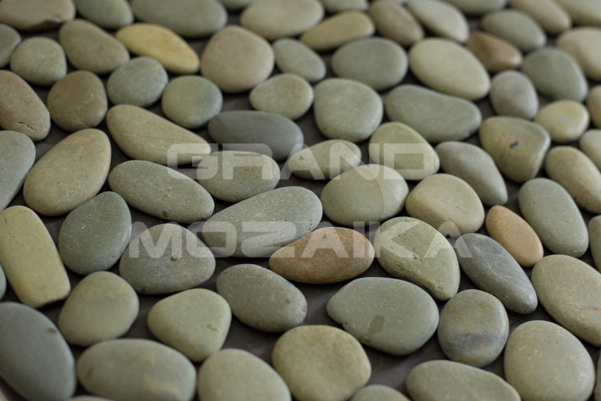 Мозаика 052388 MS8005 НАТУР ГАЛЬКА НА РЕЗИНЕ зелёно-серая серия Nature