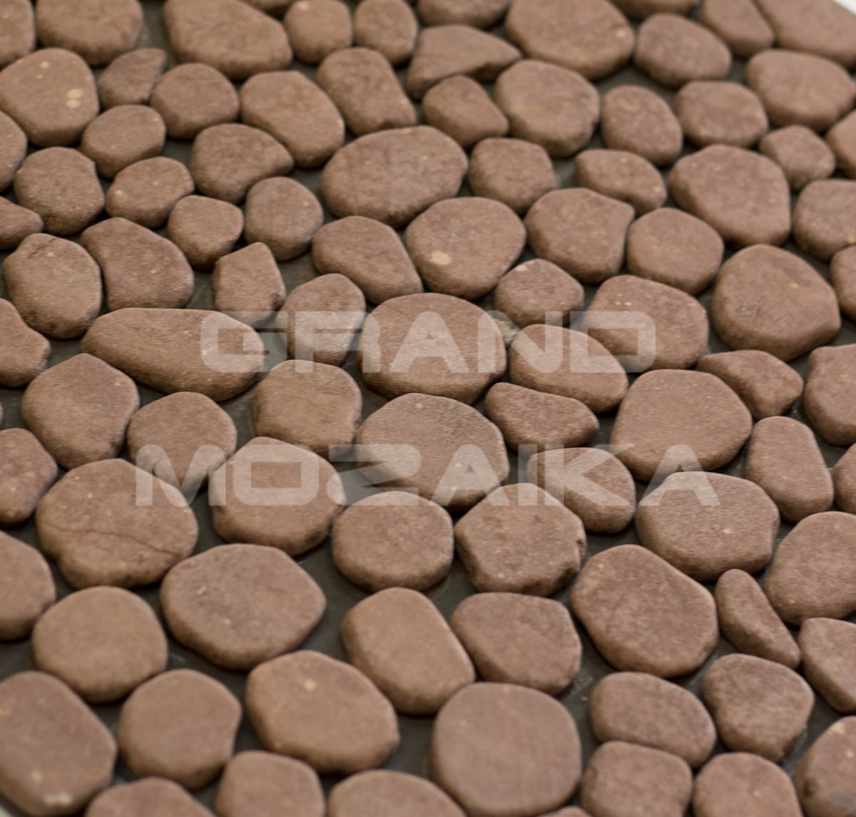 Мозаика MS00-2BC НАТУР ГАЛЬКА НА РЕЗИНЕ красная серия Nature