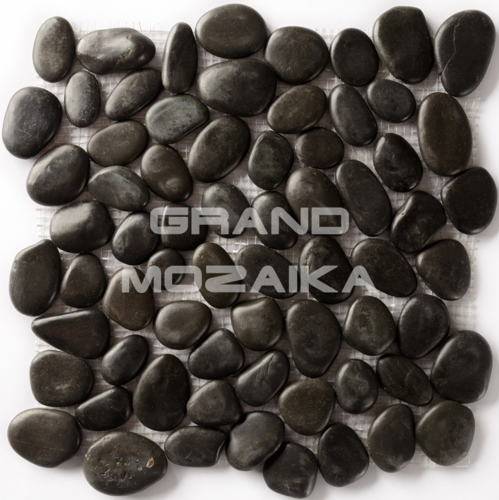 Мозаика 052352 MS00-3HP ГАЛЬКА чёрная шлифованная серия Nature