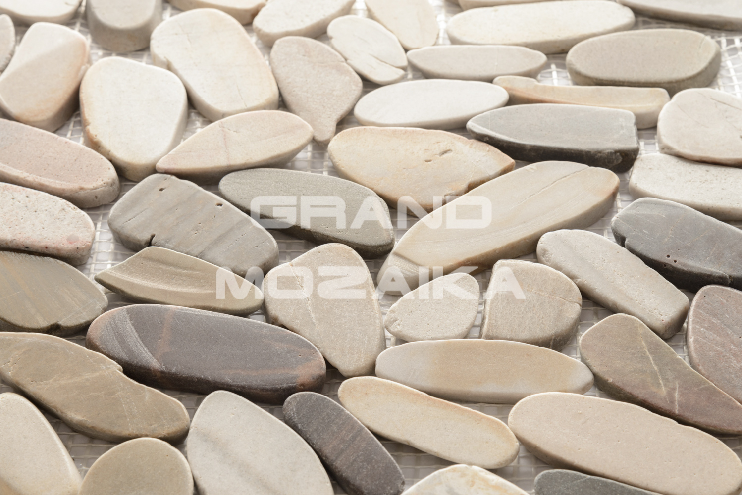 Мозаика 052384 MS00-ST BCP ГАЛЬКА овал бел/сер/красная серия Nature