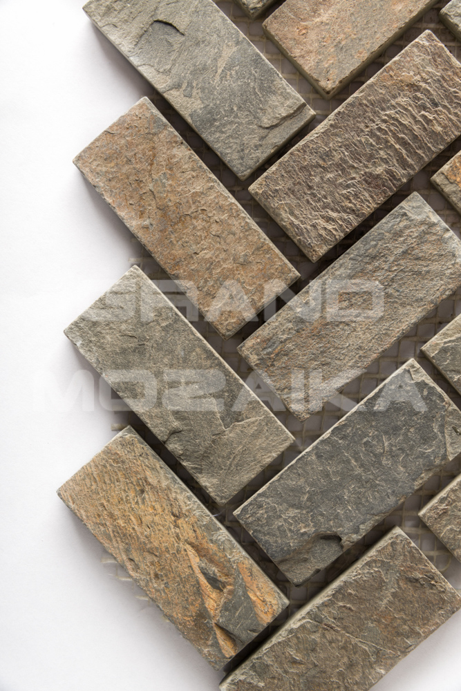 Мозаика 052391 MS0517 ГРАНИТ кирпич-ёлочка зелёный серия Nature