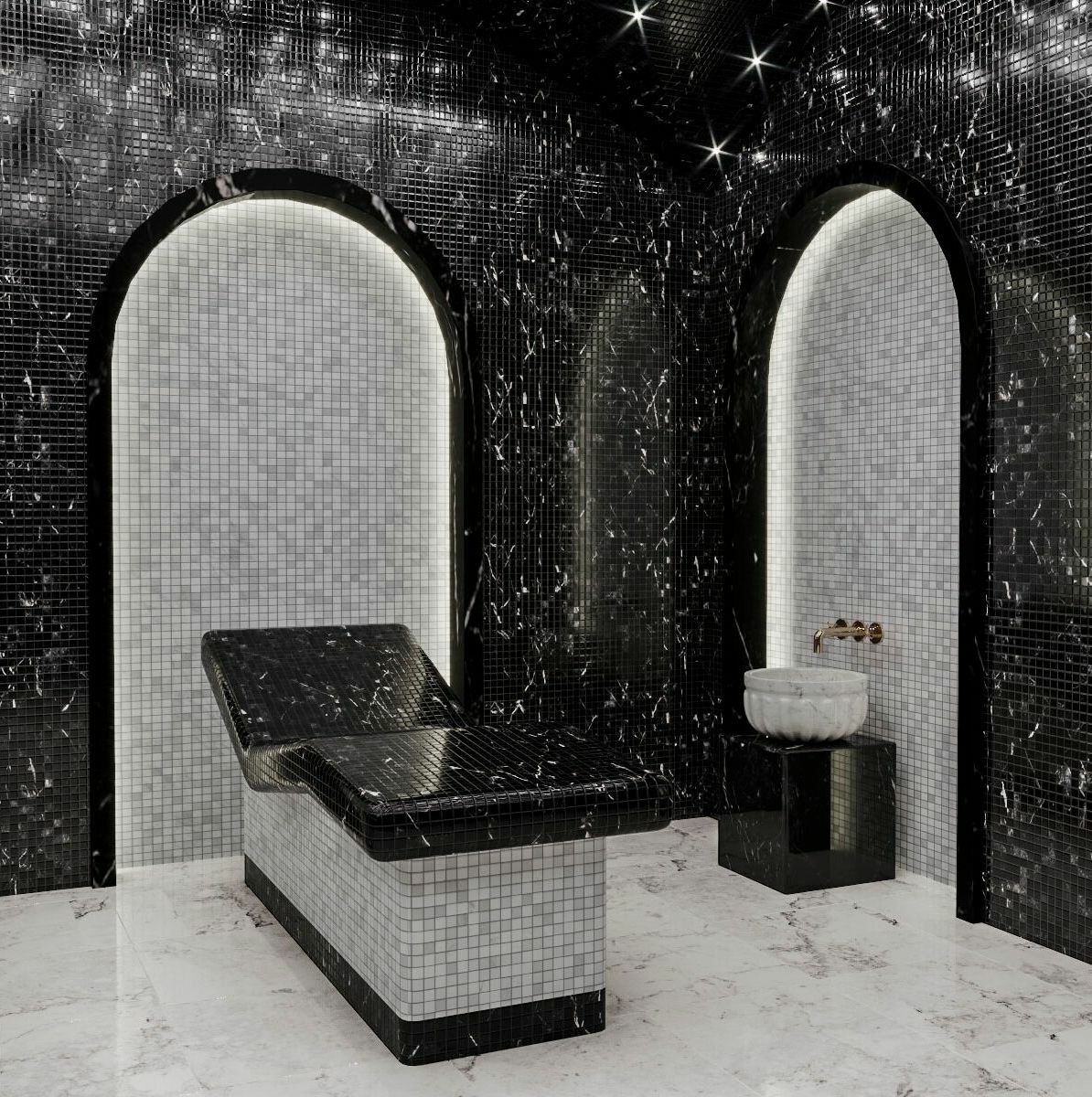 Мозаика Bianco Carrara pol. 30X30x7 серия Orro Stone